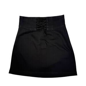 Express Black Denim Stretch Corset Witchy Fairy Goth Renaissance Skirt Sz12 EUC‎